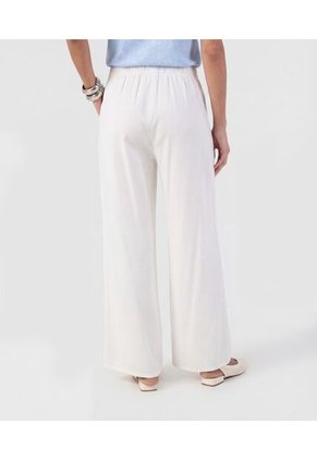 Pantalón Fluido Con Cintura Elástica   Para Mujer Blanco Patprimo