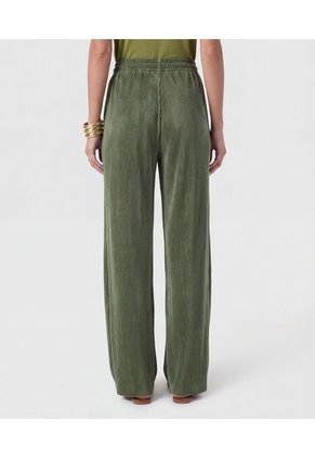 Pantalón Wide Leg Plisado Para Mujer Verde Patprimo