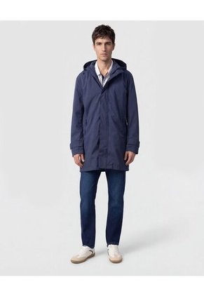 Chaqueta Tipo Parka Con Capucha   Para Hombre Azul Patprimo
