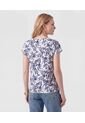 Camiseta Cuello En V Con Prense Frontal   Para Mujer Azul Patprimo de Patprimo