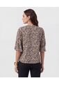 Blusa Con Boleros Frontales Y Manga ¾  Para Mujer Café Patprimo de Patprimo