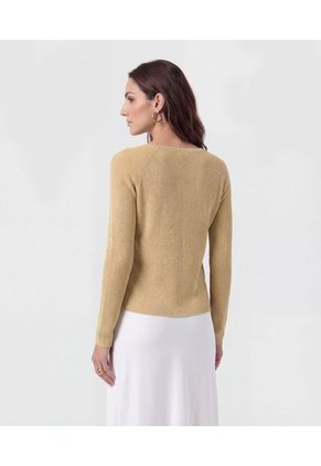 Saco De Punto Cuello En V   Para Mujer Beige Patprimo