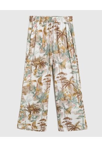 Pantalón Fluido Estampado   Para Mujer Amarillo Patprimo Patprimo
