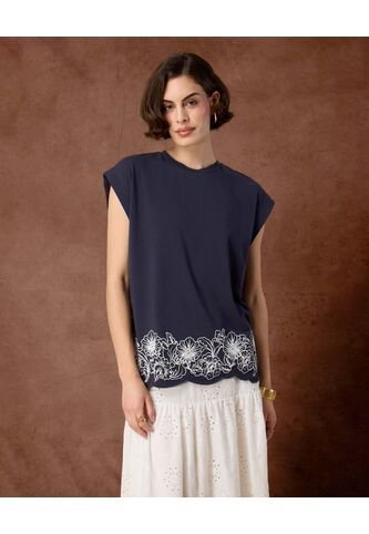 Camiseta  Para Mujer Manga Corta Cuello Redondo Color Azul Marca Patprimo #30093893 Patprimo