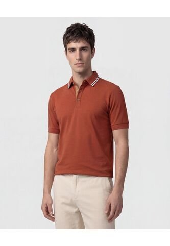 Polo Con Pechera En Contraste   Para Hombre Naranja Patprimo Patprimo