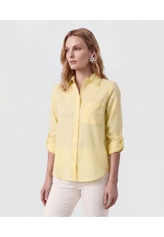Camisa Unicolor Con Charretera   Para Mujer Amarillo Patprimo Patprimo