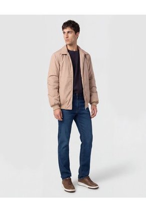 Chaqueta Bomber Con Cuello Camisero   Para Hombre Beige Patprimo