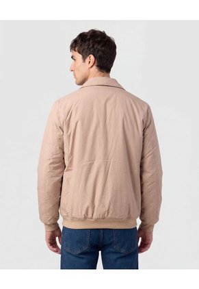 Chaqueta Bomber Con Cuello Camisero   Para Hombre Beige Patprimo