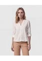 Blusa De Cuello Neru Y Manga Ajustable   Para Mujer Blanco Patprimo de Patprimo