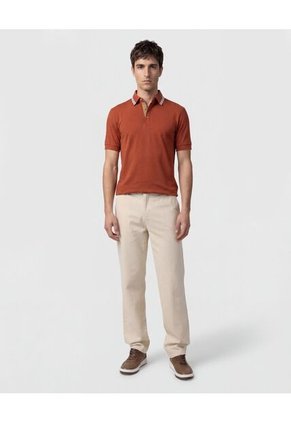 Polo Con Pechera En Contraste Para Hombre Naranja Patprimo
