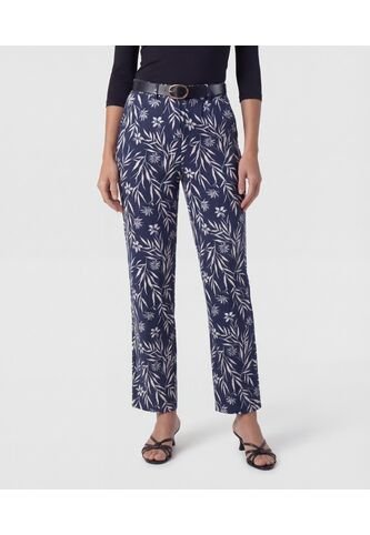Pantalón Recto Con Cinturón   Para Mujer Azul Patprimo Patprimo