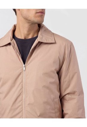 Chaqueta Bomber Con Cuello Camisero   Para Hombre Beige Patprimo