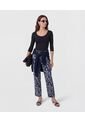 Pantalón Recto Con Cinturón   Para Mujer Azul Patprimo de Patprimo