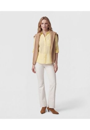 Camisa Unicolor Con Charretera   Para Mujer Amarillo Patprimo