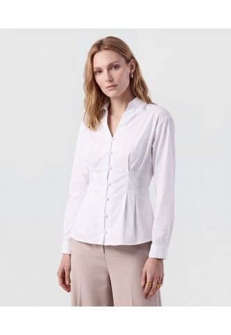 Camisa Ajustada Con Pinzas   Para Mujer Blanco Patprimo Patprimo
