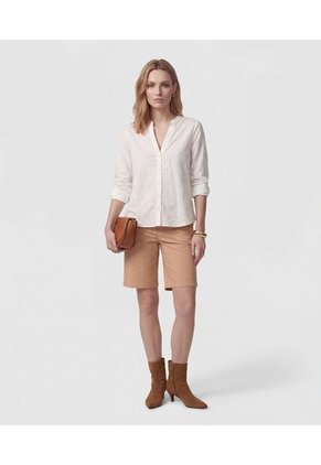 Blusa De Cuello Neru Y Manga Ajustable   Para Mujer Blanco Patprimo