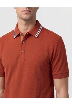 Polo Con Pechera En Contraste Para Hombre Naranja Patprimo