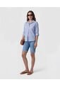 Camisa En Broderie Con Charretera   Para Mujer Azul Patprimo de Patprimo