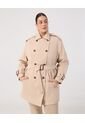 Trench Coat Con Cinturón Y Charreteras  Curvy  Para Mujer Beige Patprimo de Patprimo