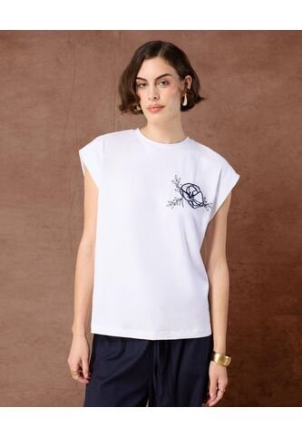 Camiseta  Para Mujer Manga Corta Cuello Redondo Color Blanco Marca Patprimo #30093933 Patprimo