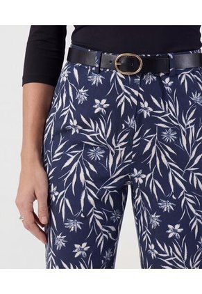 Pantalón Recto Con Cinturón   Para Mujer Azul Patprimo
