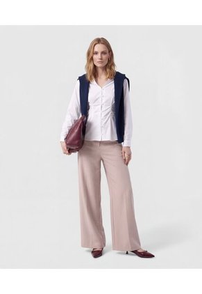 Camisa Ajustada Con Pinzas Para Mujer Blanco Patprimo