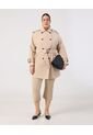 Trench Coat Con Cinturón Y Charreteras  Curvy  Para Mujer Beige Patprimo de Patprimo