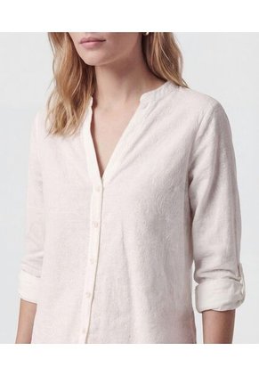 Blusa De Cuello Neru Y Manga Ajustable   Para Mujer Blanco Patprimo