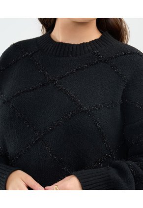 Saco Tejido Con Brillos  Para Mujer Negro Patprimo