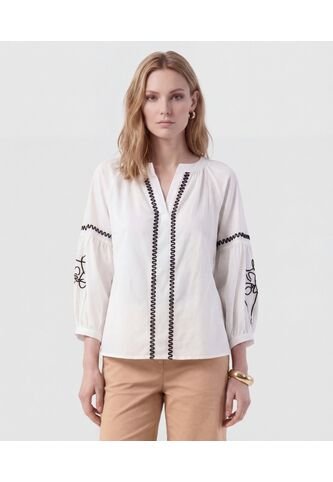 Blusa Unicolor Con Mangas De Volumen   Para Mujer Blanco Patprimo Patprimo