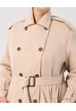 Trench Coat Con Cinturón Y Charreteras  Curvy  Para Mujer Beige Patprimo de Patprimo