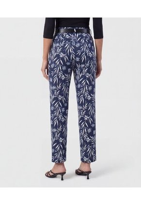 Pantalón Recto Con Cinturón   Para Mujer Azul Patprimo