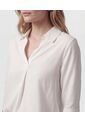 Blusa De Manga Media Con Cuello Camisero  Para Mujer Blanco Patprimo de Patprimo