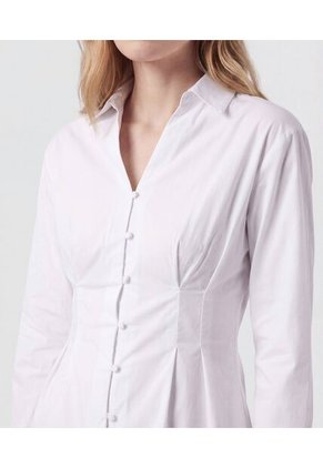 Camisa Ajustada Con Pinzas Para Mujer Blanco Patprimo