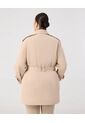 Trench Coat Con Cinturón Y Charreteras  Curvy  Para Mujer Beige Patprimo de Patprimo