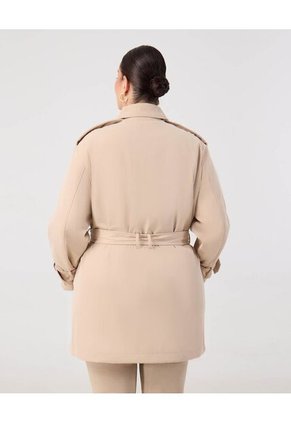 Trench Coat Con Cinturón Y Charreteras Curvy Para Mujer Beige Patprimo