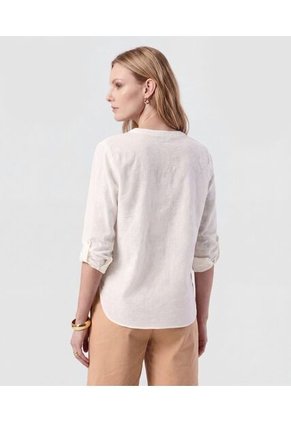 Blusa De Cuello Neru Y Manga Ajustable   Para Mujer Blanco Patprimo