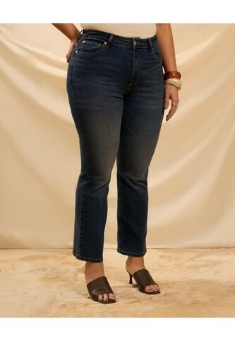 Jeans De Bota Recta Y Tiro Alto  Curvy  Para Mujer Azul Patprimo Patprimo