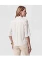 Blusa De Manga Media Con Cuello Camisero  Para Mujer Blanco Patprimo de Patprimo