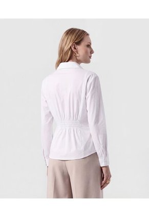 Camisa Ajustada Con Pinzas Para Mujer Blanco Patprimo