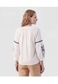 Blusa Unicolor Con Mangas De Volumen   Para Mujer Blanco Patprimo de Patprimo