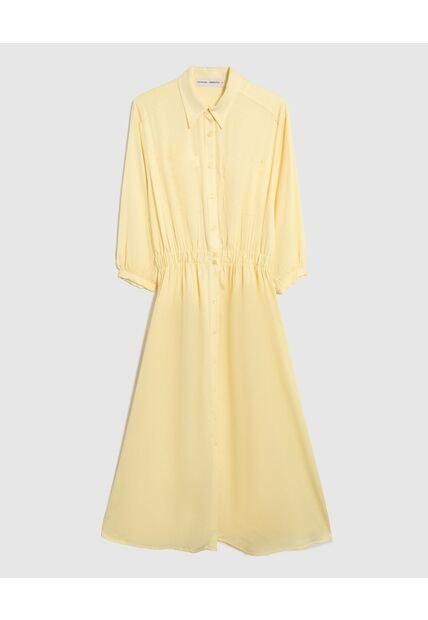 Vestido Largo Camisero Con Bolsillos   Para Mujer Amarillo Patprimo