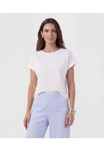 Blusa De Corte Lineal Y Manga Doblada  Para Mujer Blanco Patprimo Patprimo