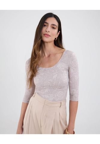 Camiseta Para Mujer Manga 3/4 Cuello Redondo Color Gris Marca Patprimo #30093804 Patprimo