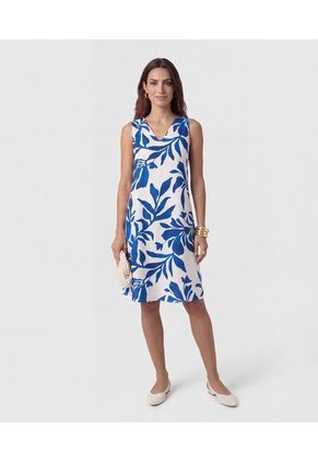 Vestido Corto Manga Sisa Cuello En V   Para Mujer Blanco Patprimo