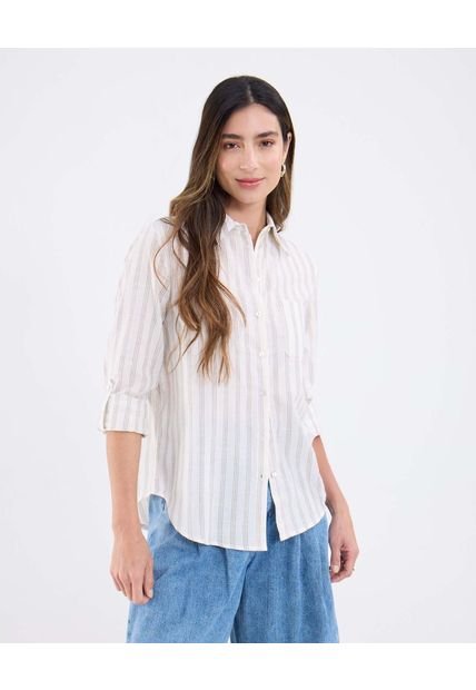 Camisa Para Mujer Manga Larga Color Crema Marca Patprimo #30010733