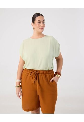 Blusa De Cuello Bote Y Manga Corta   Para Mujer Verde Patprimo Patprimo