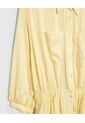 Vestido Largo Camisero Con Bolsillos   Para Mujer Amarillo Patprimo de Patprimo