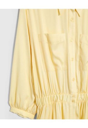 Vestido Largo Camisero Con Bolsillos   Para Mujer Amarillo Patprimo