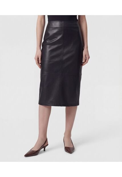 Falda Midi En Efecto Cuero  Para Mujer Negro Patprimo